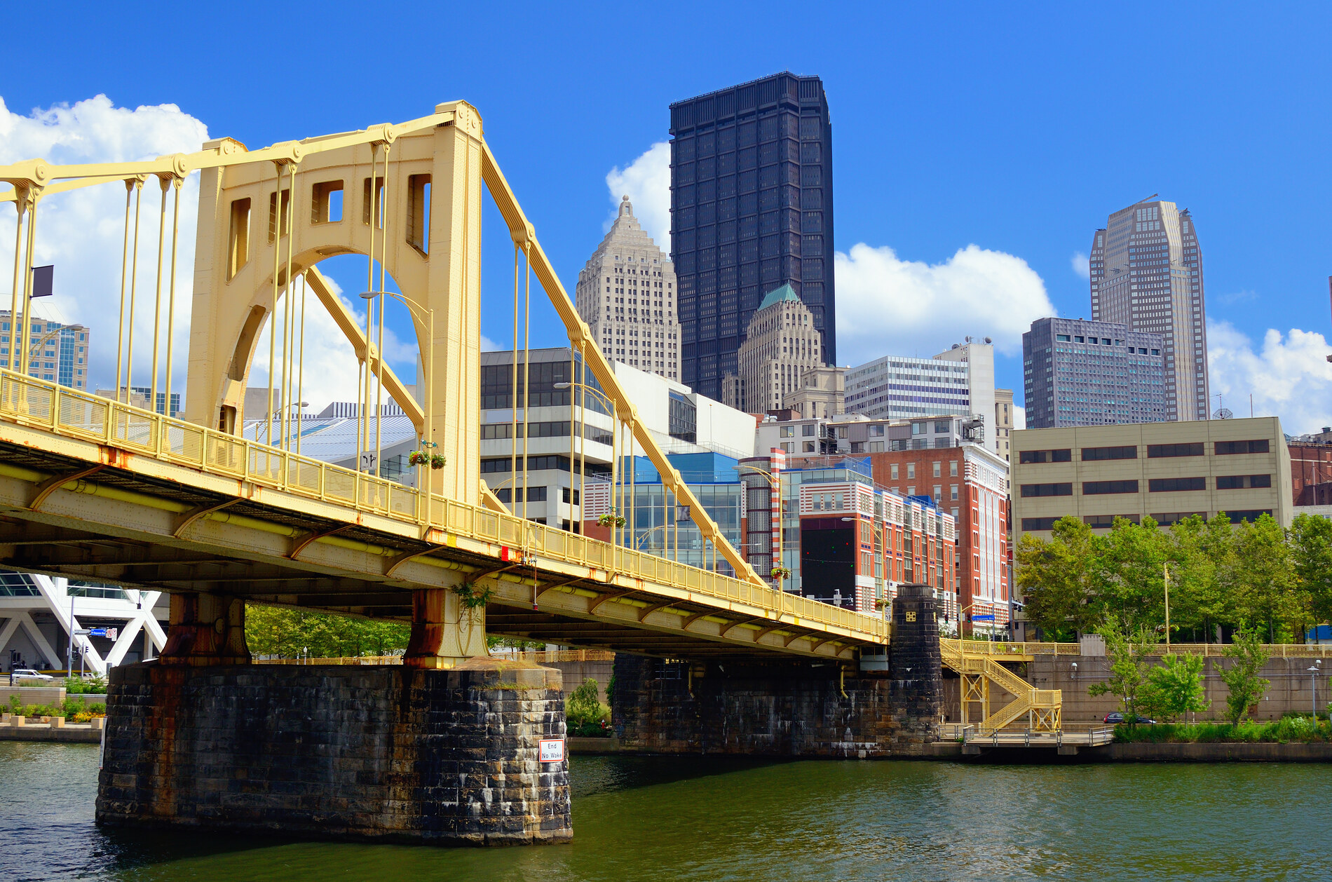 A Pittsburgh waterfront high-rise above the river